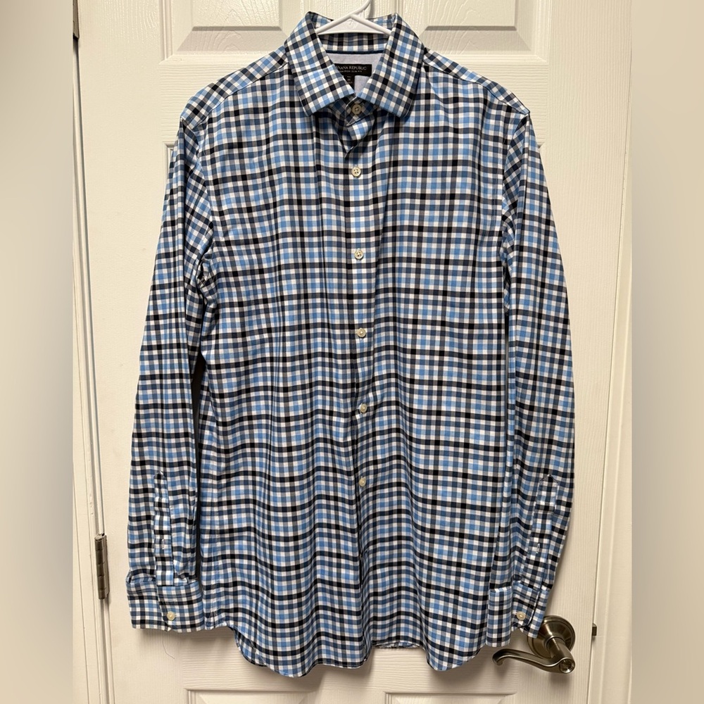Banana Republic Blue and White Plaid Shirt